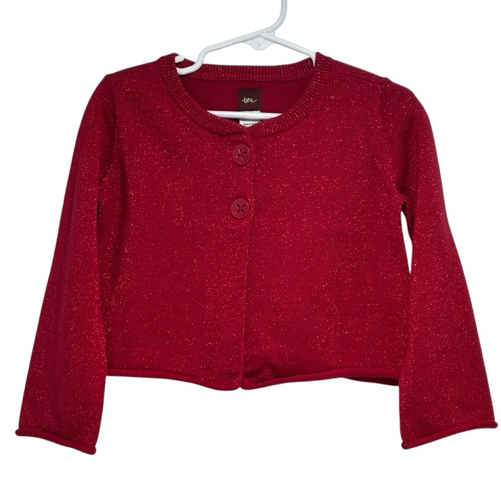 Tea Collection China Red Sparkle Sweater - size 3‎ NWT